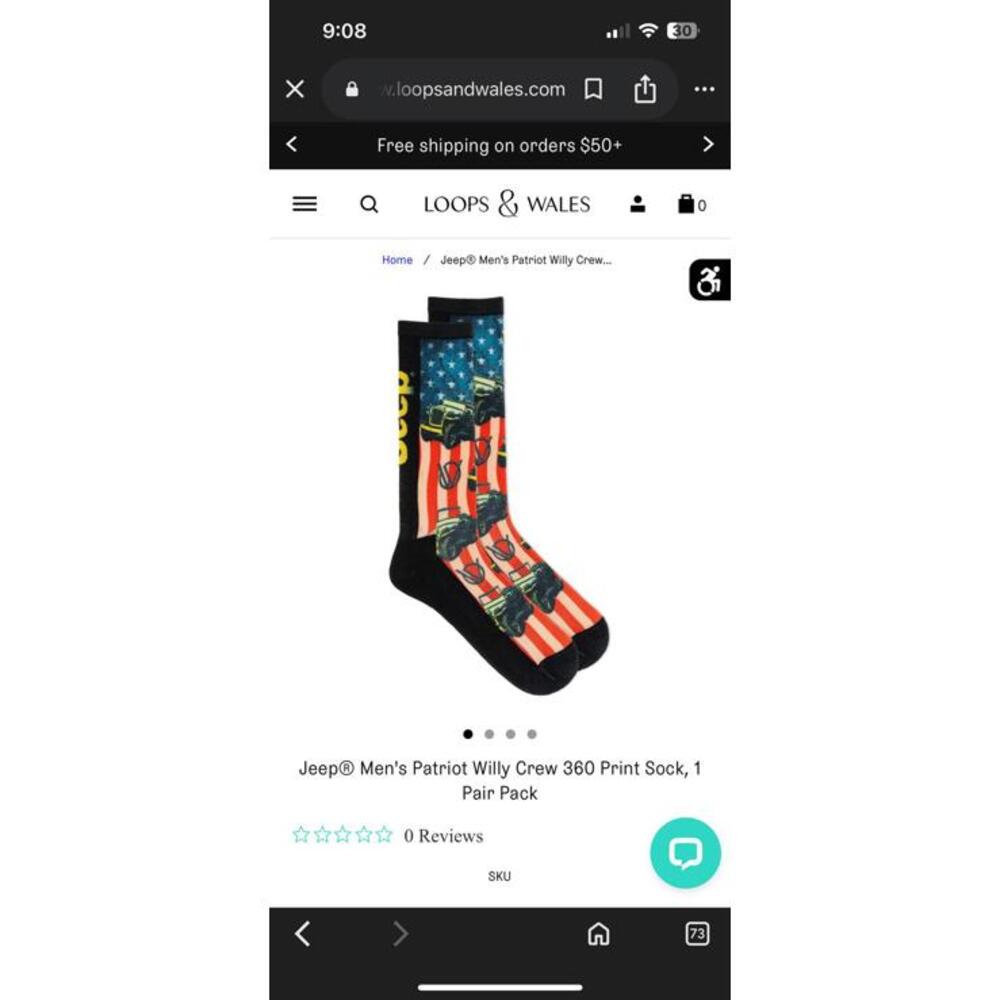 Jeep® Men's Patriot Willy Crew 360 Print Socks, 1 Pair Pack
